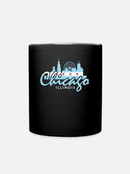 Chicago-Skyline-Hemd-Schattenbild IL-Stadt-Flagge - Tasse einfarbig - Schwarz