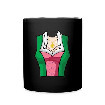 Tracht Dirndl mit Busen - Tasse einfarbig - Schwarz - Vorne