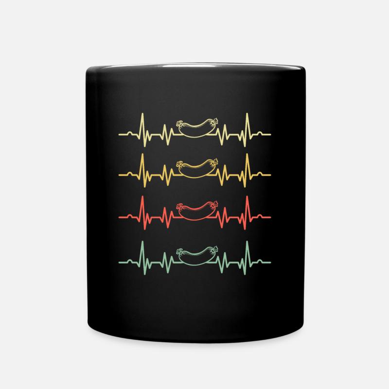 Herzschlage mit Wurst - Tasse einfarbig - Schwarz