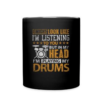 Dans ma tête je joue ma batterie cadeau t-shirt - Mug uni - noir - Devant