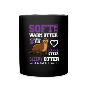 Soft Otter Warm Otter Happy Otter Lustiges T-Shirt - Tasse einfarbig - Schwarz - Vorne