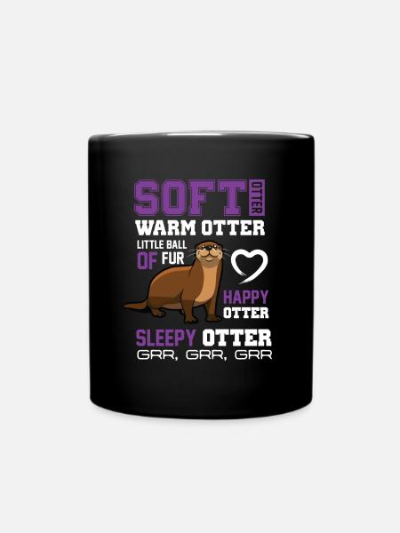 Soft Otter Warm Otter Happy Otter Funny Tshirt - Full Colour Mug - black