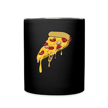 Pizza Liebe Pizzastück - Tasse einfarbig - Schwarz - Vorne
