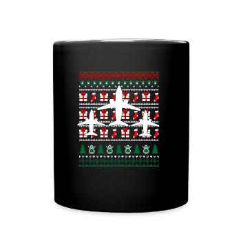 Cadeau de Noël avion pilote - Mug uni - noir - Devant