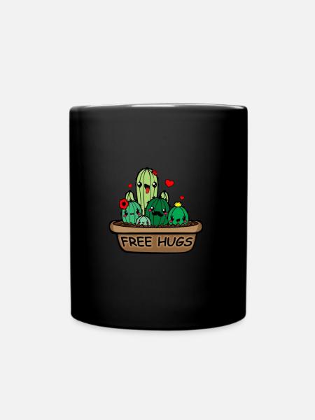 Free hugs Kaktus - Tasse einfarbig - Schwarz