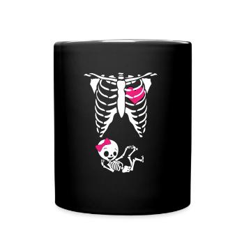 Halloween mother skeleton Pregnant baby - Full Colour Mug - black - Front