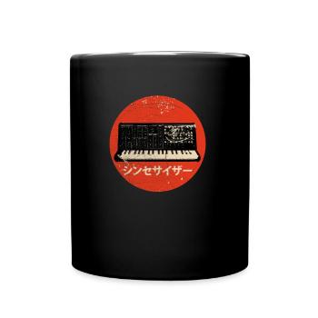 Vintage Synthesizer - Japanischer Synth Analog Retro - Tasse einfarbig - Schwarz - Vorne