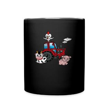 Tracteur fermier - Mug uni - noir - Devant