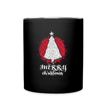 Cheerful Merry Christmas Loving Tree - Full Colour Mug - black - Front