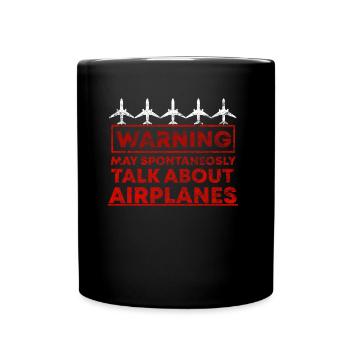 Flugzeug Pilot - Tasse einfarbig - Schwarz - Vorne