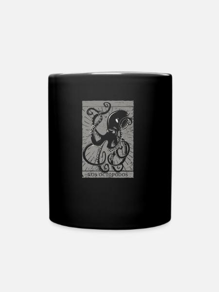 Occult Kraken Tarot Card Vintage Gothic Baphomet - Full Colour Mug - black