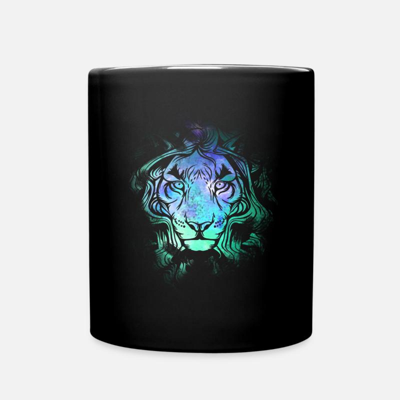 Lion Tribe Neon Farbe König Leo Tierliebhaber Geschenk - Tasse einfarbig - Schwarz