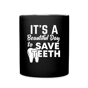 Dentiste disant drôle - Mug uni - noir - Devant