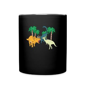 Dinosaurier Dino Geschenk - Tasse einfarbig - Schwarz - Vorne