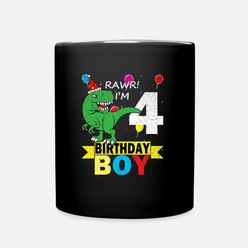 Tee-shirt dinosaure anniversaire 4 ans - Mug uni - noir