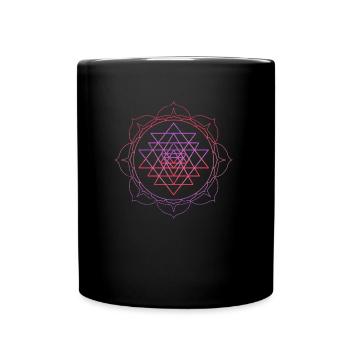 Sacred Geometry Sri Yantra Yoga Lotus Mandala Psy - Full Colour Mug - black - Front