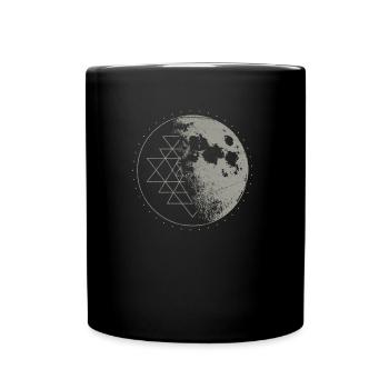Sacred Geometry Sri Yantra Moon - Psychedelic - Full Colour Mug - black - Front