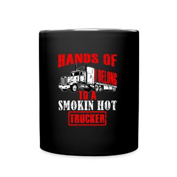I belong to a Trucker LKW - Tasse einfarbig - Schwarz - Vorne
