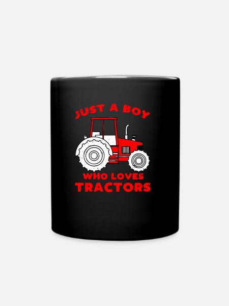 Only a boy who loves tractor tractors - Full Colour Mug - black