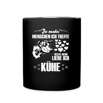 Kühe Geschenk - Tasse einfarbig - Schwarz - Vorne