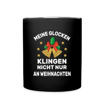 Weihnachten Glocken versaut lustig - Tasse einfarbig - Schwarz - Vorne