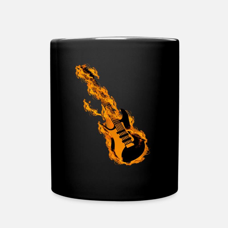 Brennende Gitarre Gitarren Rock and Roll - Tasse einfarbig - Schwarz