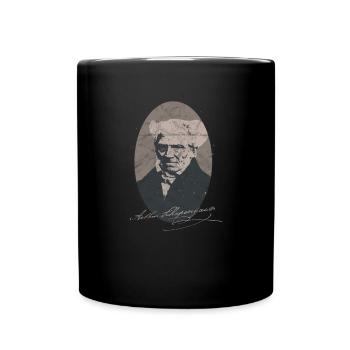 Vintage Philosophy Arthur Schopenhauer Nietzsche - Full Colour Mug - black - Front