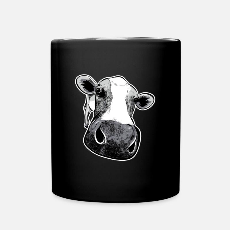 drôle tête de vache ferme ferme pâturage végétalien - Mug uni - noir