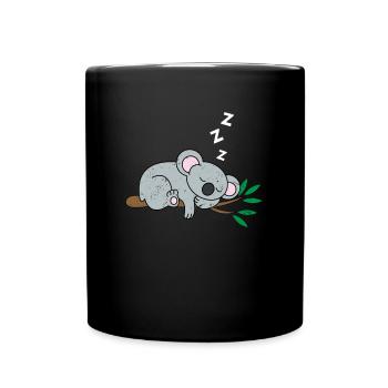 Koala Bär Schlafen Faul - Tasse einfarbig - Schwarz - Vorne