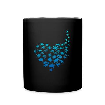 Schildkröte Herz Liebe - Tasse einfarbig - Schwarz - Vorne