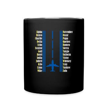 Pilot pilot alphabet - Full Colour Mug - black - Front