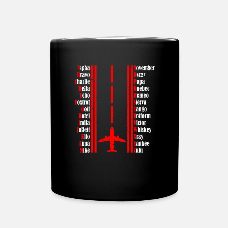 Pilotenalphabet - Tasse einfarbig - Schwarz