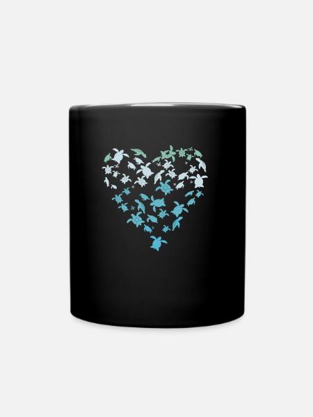 Schildkröte Liebe - Tasse einfarbig - Schwarz