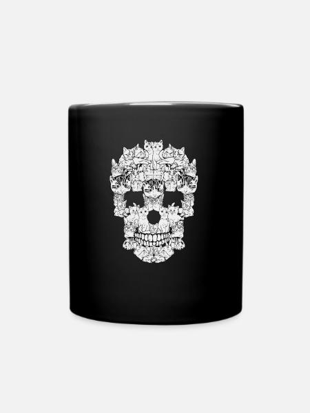 Katzen Totenkopf - Tasse einfarbig - Schwarz
