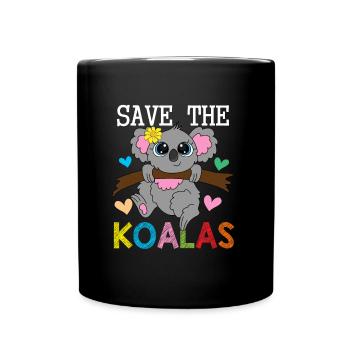 Rette die Koala Bären Koalas - Tasse einfarbig - Schwarz - Vorne