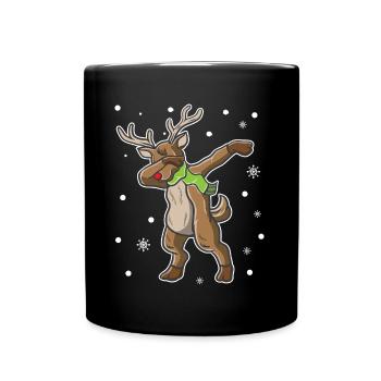 Dabbing Deer Christmas Xmas Yuletide Holiday Gift - Full Colour Mug - black - Front