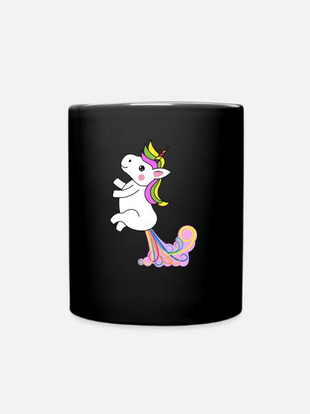 Einhorn Pups Pupsend - Tasse einfarbig - Schwarz