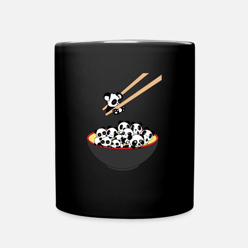 Panda Ramen Bowl Kawaii Japan - Full Colour Mug - black