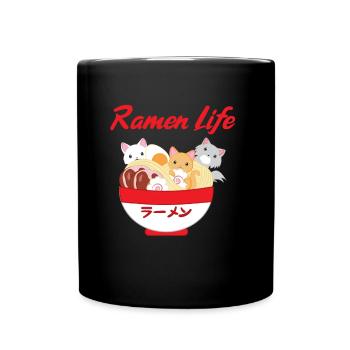 Ramen Katzen Katze Japanisch - Tasse einfarbig - Schwarz - Vorne