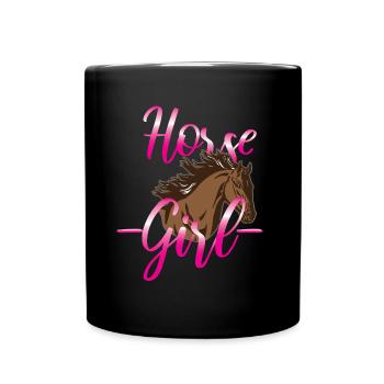 Cheval fille chevaux - Mug uni - noir - Devant