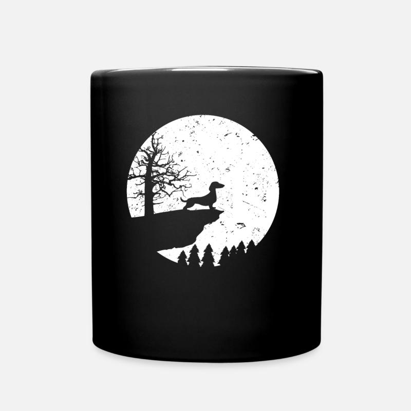Chiens teckel chien lune - Mug uni - noir