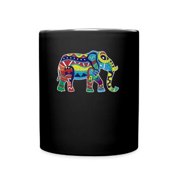 Éléphant coloré - Mug uni - noir - Devant