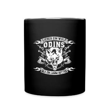 Wikinger Viking Walhalla Wolf Odins Geschenk Vater - Tasse einfarbig - Schwarz - Vorne