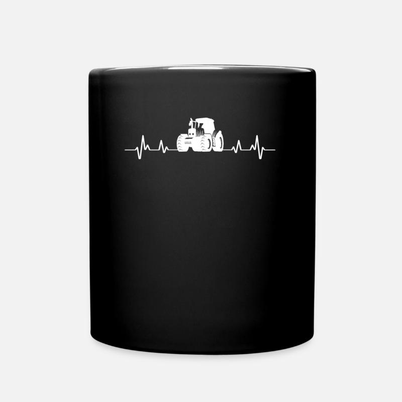 Traktor Herzschlag Geschenkidee - Tasse einfarbig - Schwarz