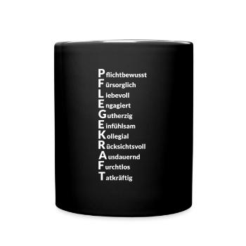 Pflegekraft Geschenkidee - Tasse einfarbig - Schwarz - Vorne