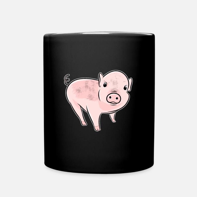 süßes Ferkel Schwein Vegan - Tasse einfarbig - Schwarz