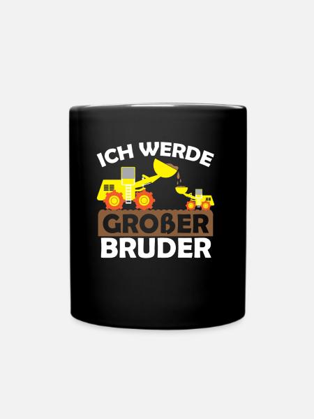 Ich Werde Großer Bruder Bagger - Tasse einfarbig - Schwarz
