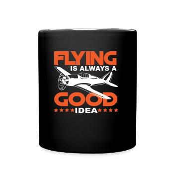 Piloten Flugzeug Spruch - Tasse einfarbig - Schwarz - Vorne