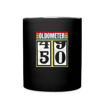 Oldometer 49 50 Funny 50th Birthday Retro Gift - Full Colour Mug - black - Front