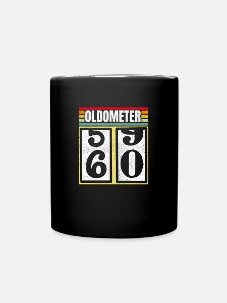 Oldometer 59 60 Funny 60th Birthday Retro Age 60 - Full Colour Mug - black
